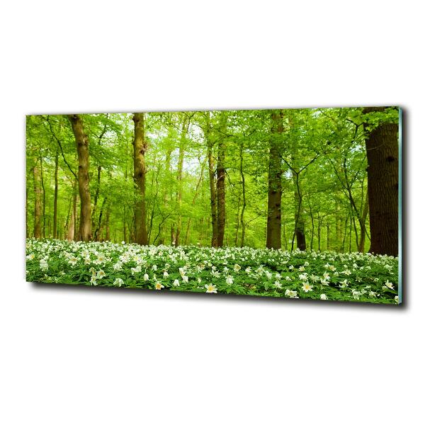 Schilderij glas Bloemen in het bos