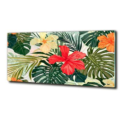 Schilderij glas Hawaiiaanse bloemen