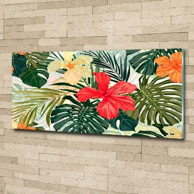 Schilderij glas Hawaiiaanse bloemen
