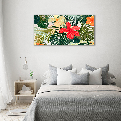 Schilderij glas Hawaiiaanse bloemen