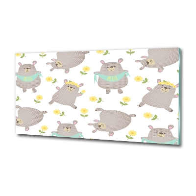 Schilderij glas Illustratie van een teddybeer