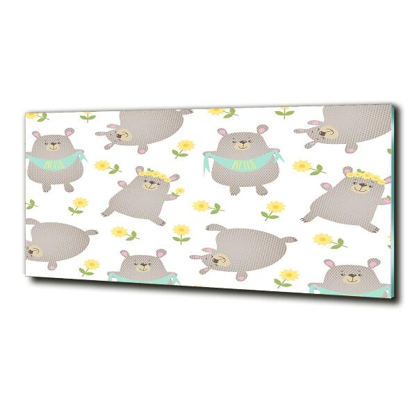 Schilderij glas Illustratie van een teddybeer