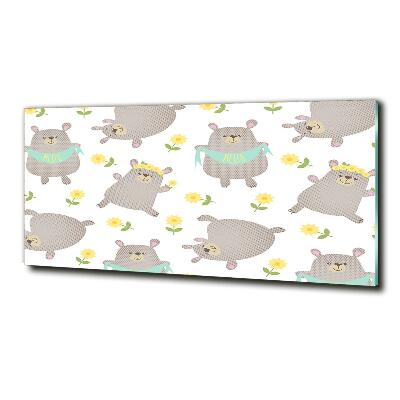 Schilderij glas Illustratie van een teddybeer