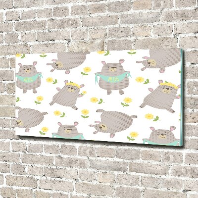 Schilderij glas Illustratie van een teddybeer