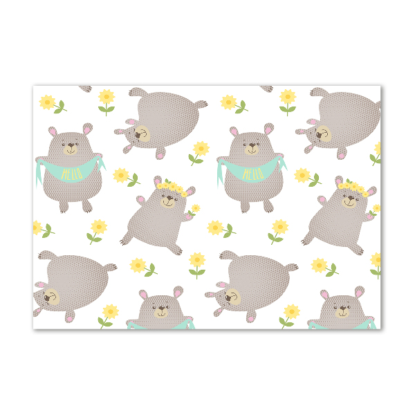 Schilderij glas Illustratie van een teddybeer