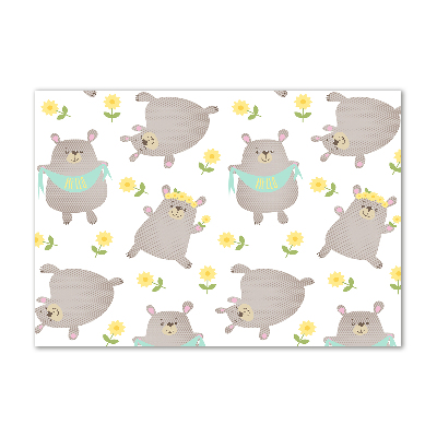 Schilderij glas Illustratie van een teddybeer