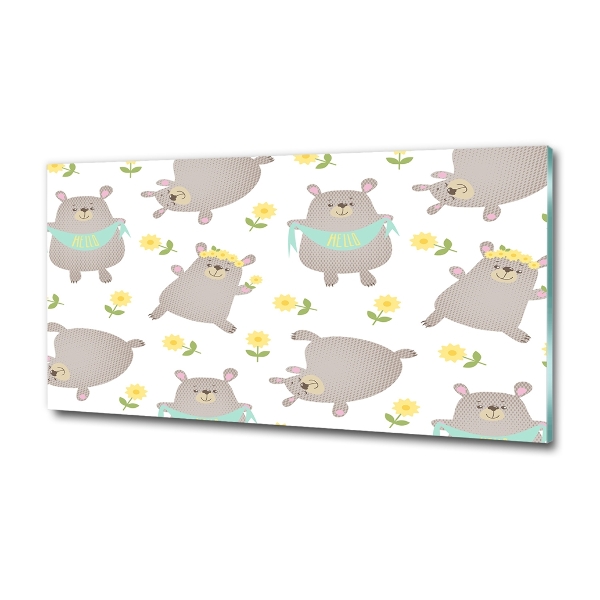 Schilderij glas Illustratie van een teddybeer