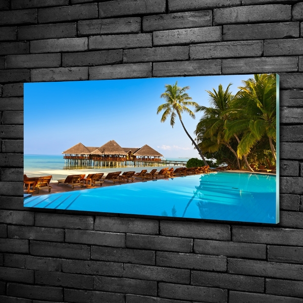 Schilderij glas Zwembad op de Malediven