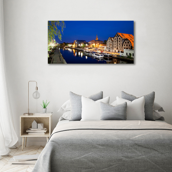 Schilderij glas Bydgoszcz 's nachts