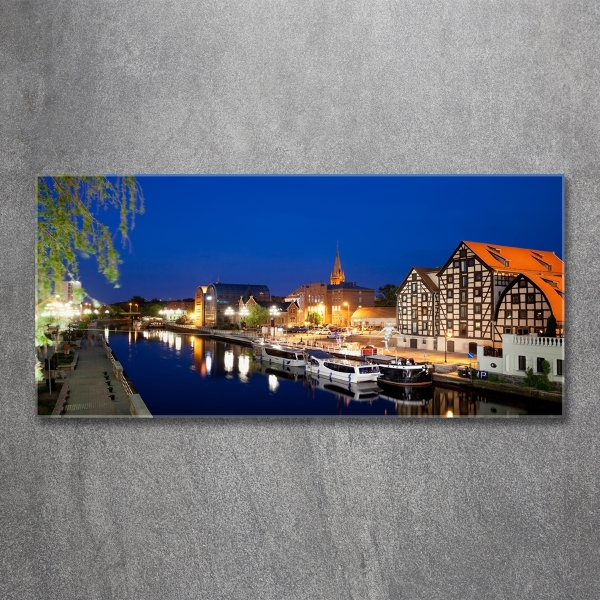 Schilderij glas Bydgoszcz 's nachts