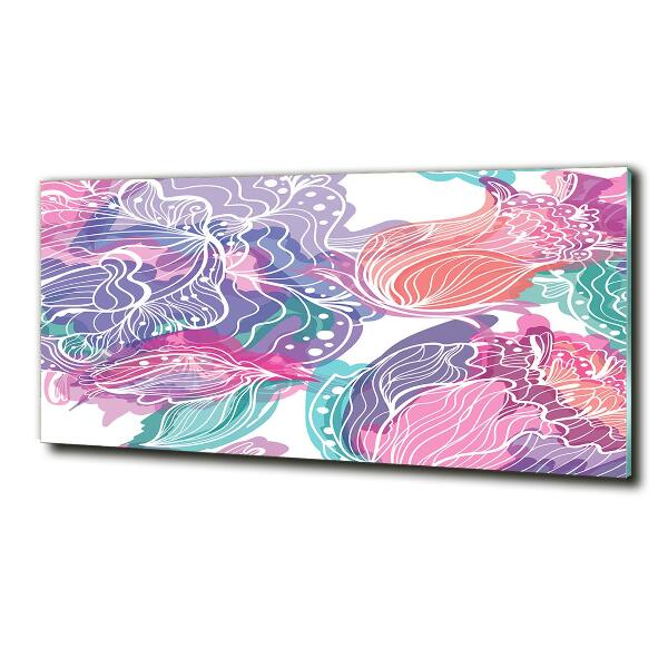 Schilderij glas Magische bloemen