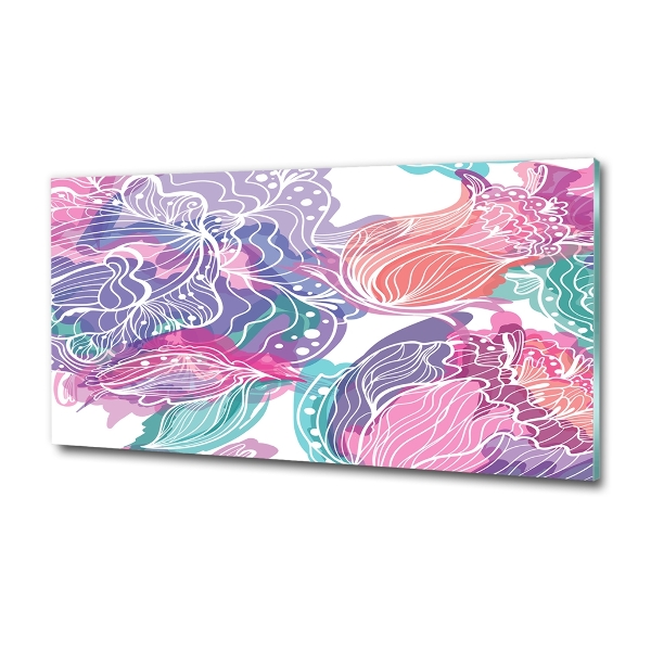 Schilderij glas Magische bloemen