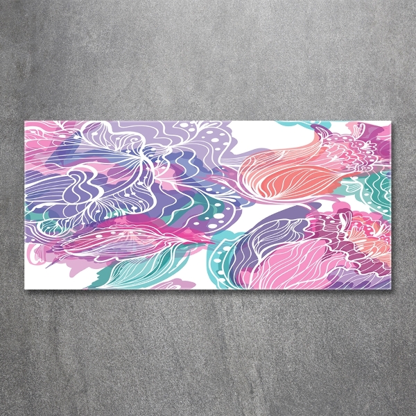 Schilderij glas Magische bloemen