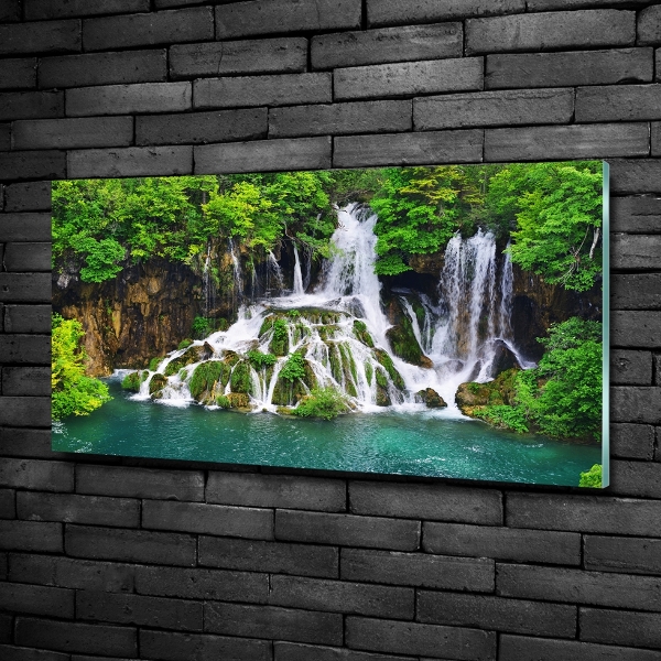 Glazen schilderij Waterval in de bergen
