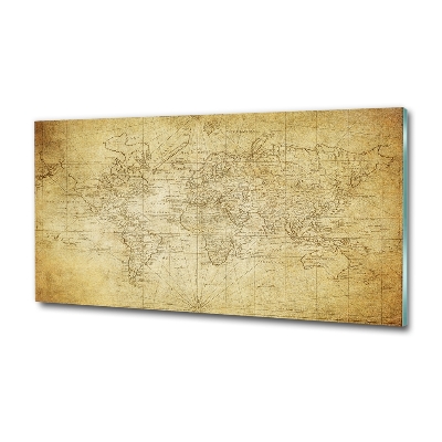Schilderij glas Oude wereldkaart