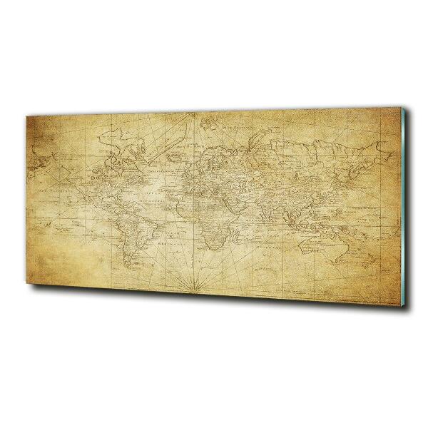 Schilderij glas Oude wereldkaart