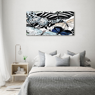 Foto schilderij op glas Vlinders en bloemen