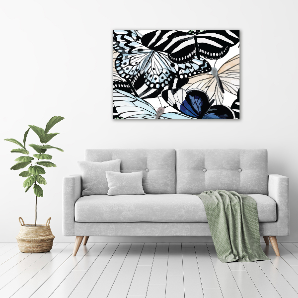 Foto schilderij op glas Vlinders en bloemen