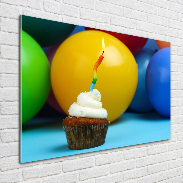 Schilderij glas Verjaardagscupcake