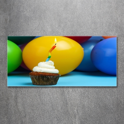 Schilderij glas Verjaardagscupcake