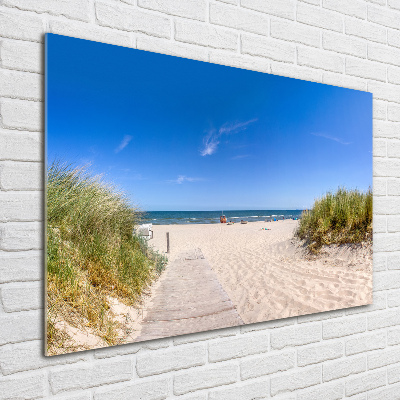 Glazen schilderij duinen aan zee