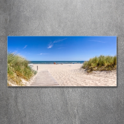 Glazen schilderij duinen aan zee