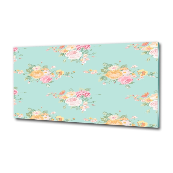 Foto schilderij op glas Bloemenpatroon
