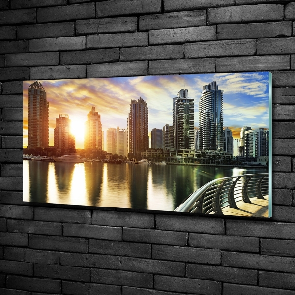 Schilderij glas Zonsondergang in Dubai