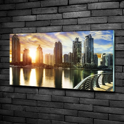 Schilderij glas Zonsondergang in Dubai