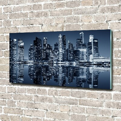 Glazen schilderij Singapore bij nacht