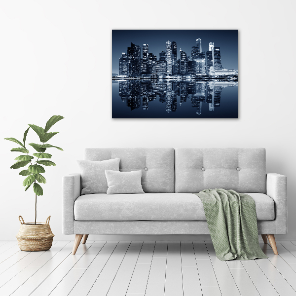 Glazen schilderij Singapore bij nacht