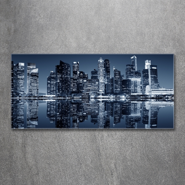 Glazen schilderij Singapore bij nacht