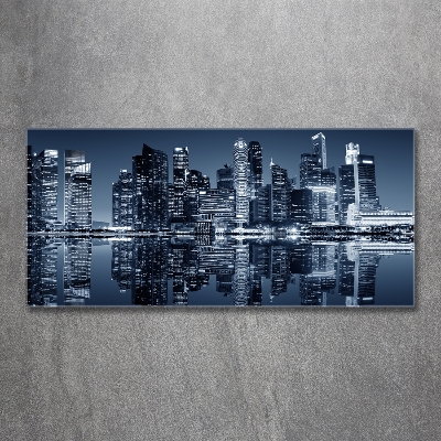 Glazen schilderij Singapore bij nacht