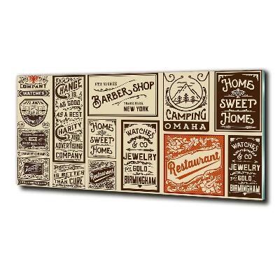 Schilderij glas Advertenties en etiketten