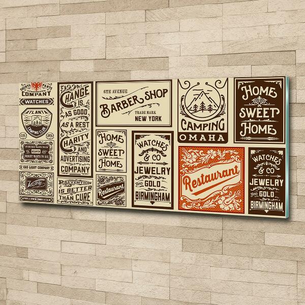 Schilderij glas Advertenties en etiketten