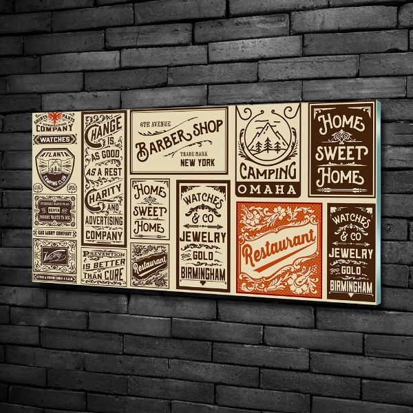 Schilderij glas Advertenties en etiketten