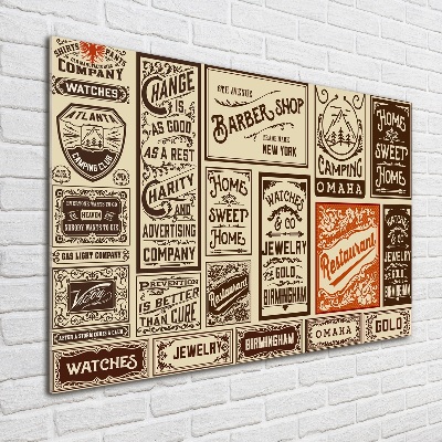 Schilderij glas Advertenties en etiketten