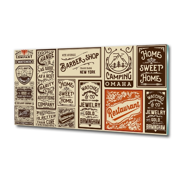 Schilderij glas Advertenties en etiketten