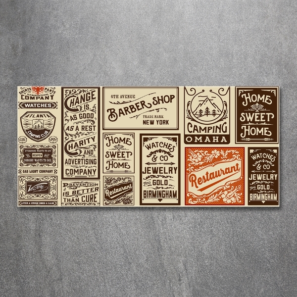 Schilderij glas Advertenties en etiketten