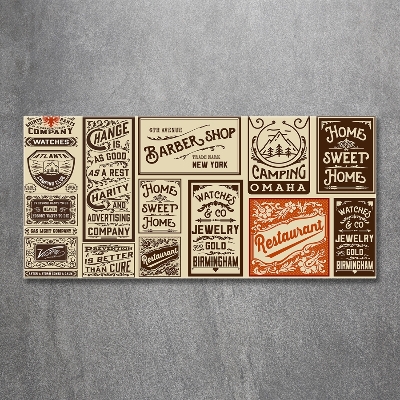 Schilderij glas Advertenties en etiketten