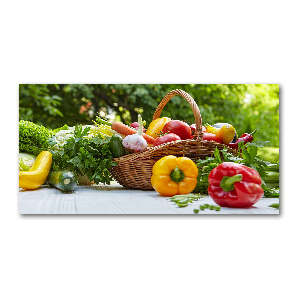 Glazen schilderij Mand met groenten