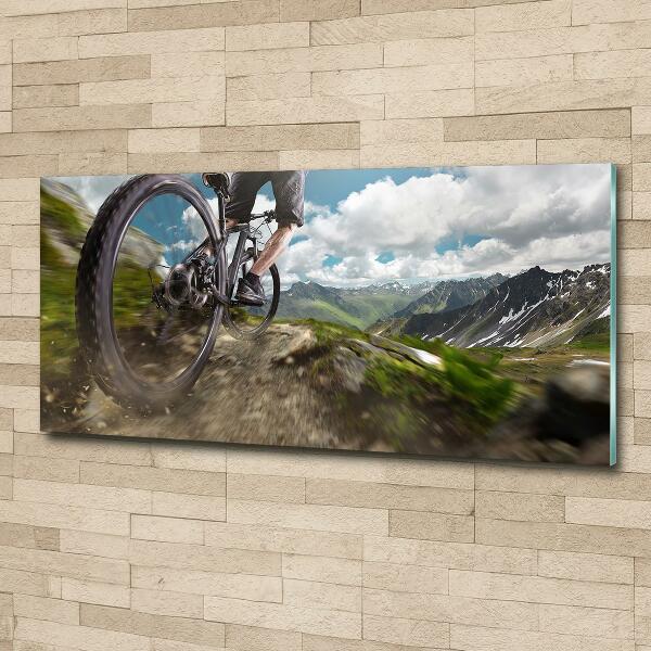 Schilderij glas Mountainbiken