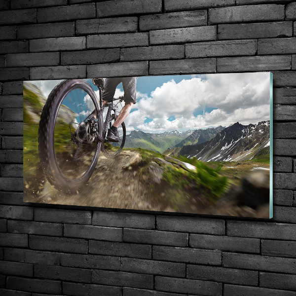 Schilderij glas Mountainbiken