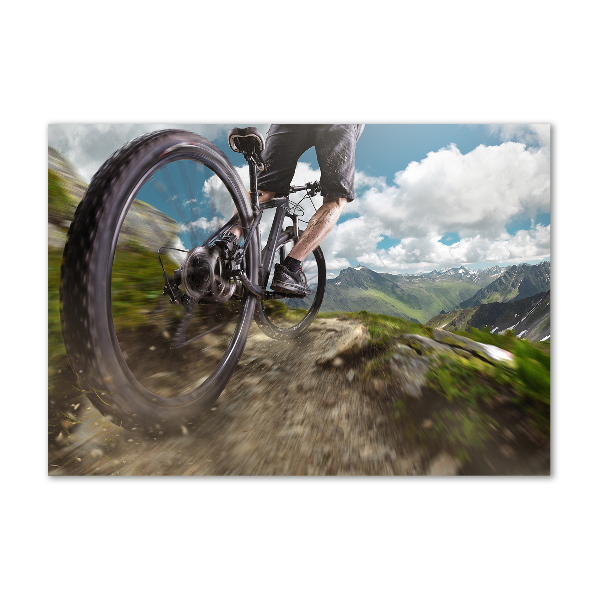 Schilderij glas Mountainbiken