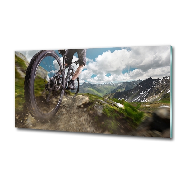 Schilderij glas Mountainbiken
