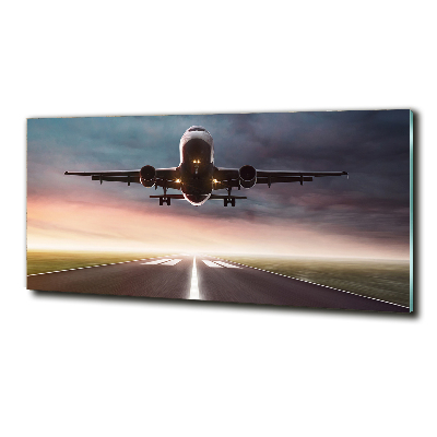 Glazen schilderij Een vliegtuig dat opstijgt