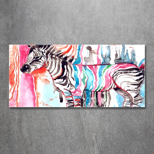 Foto schilderij op glas Kleurrijke zebra