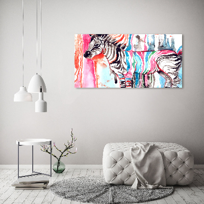 Foto schilderij op glas Kleurrijke zebra