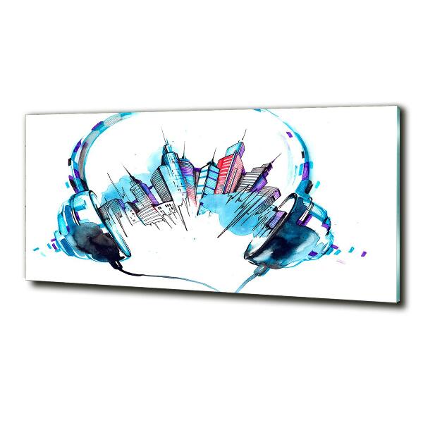 Schilderij glas Geluiden van de stad