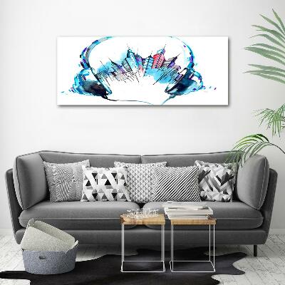 Schilderij glas Geluiden van de stad